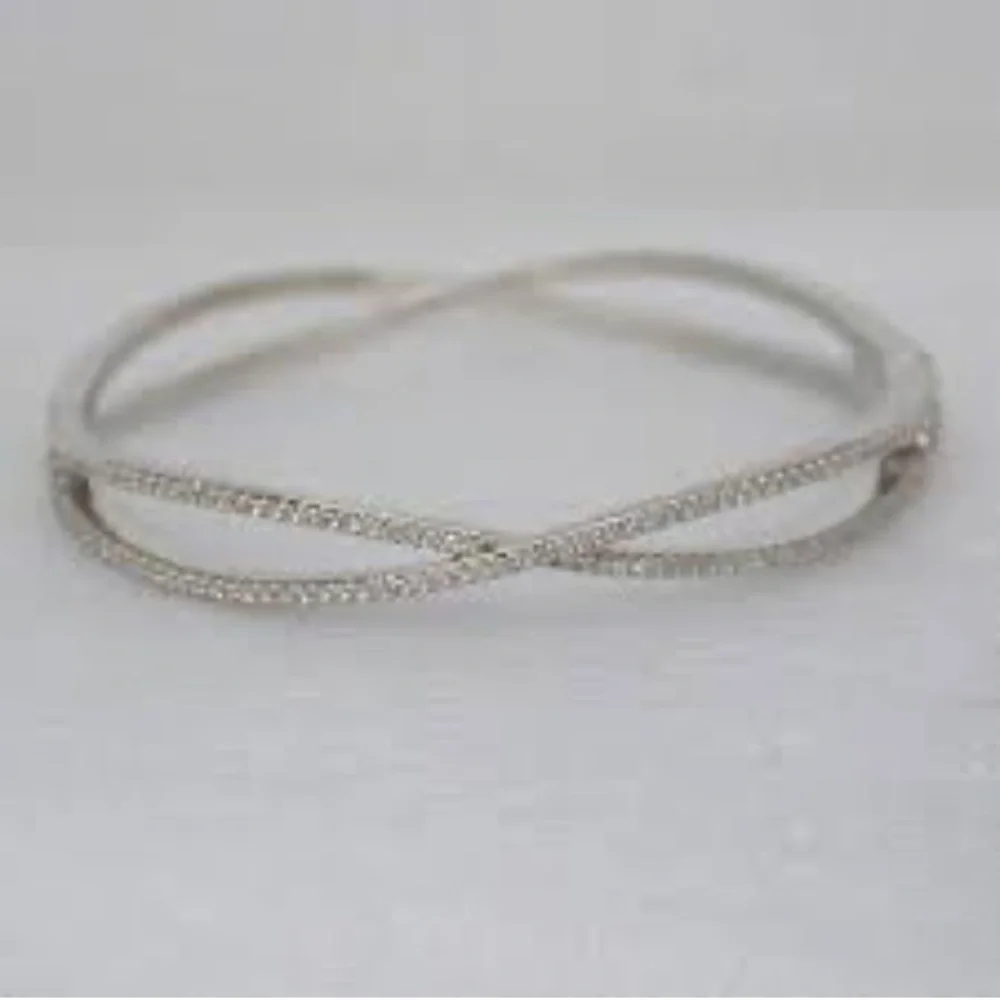 Kate spade cubic zirconia pave silver plated Infinite hinges bangle, new.